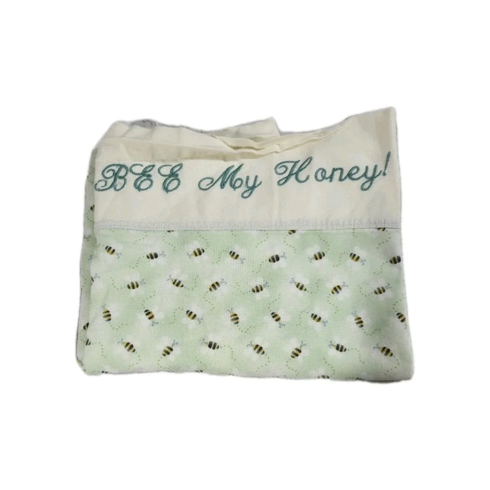 Vintage Embroidered Busy Bees Sage Green Standard Pillowcases